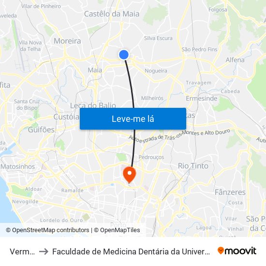 Vermoim to Faculdade de Medicina Dentária da Universidade do Porto map