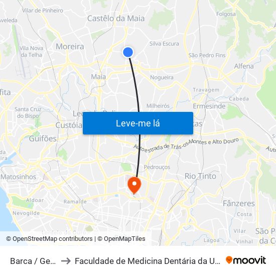 Barca / Gestalinho to Faculdade de Medicina Dentária da Universidade do Porto map