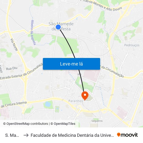 S. Mamede to Faculdade de Medicina Dentária da Universidade do Porto map