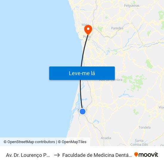 Av. Dr. Lourenço Peixinho - Capitania A to Faculdade de Medicina Dentária da Universidade do Porto map