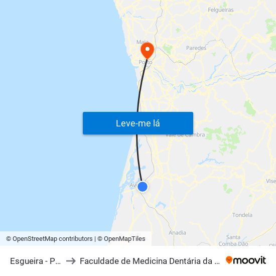 Esgueira - Pelourinho to Faculdade de Medicina Dentária da Universidade do Porto map