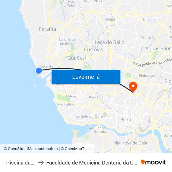 Piscina das Marés to Faculdade de Medicina Dentária da Universidade do Porto map