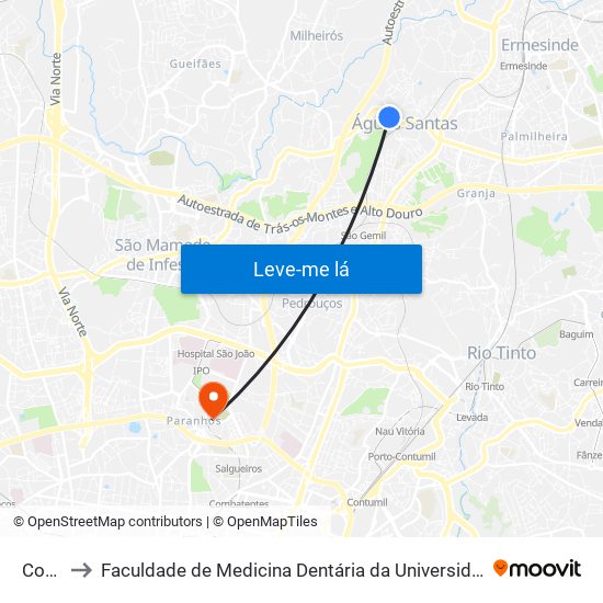 Corga to Faculdade de Medicina Dentária da Universidade do Porto map