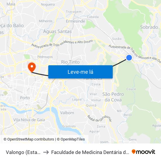 Valongo (Estação) | Presa to Faculdade de Medicina Dentária da Universidade do Porto map