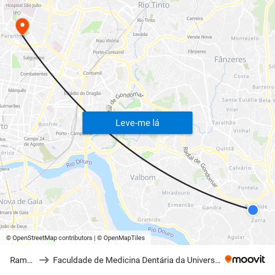 Ramalde to Faculdade de Medicina Dentária da Universidade do Porto map