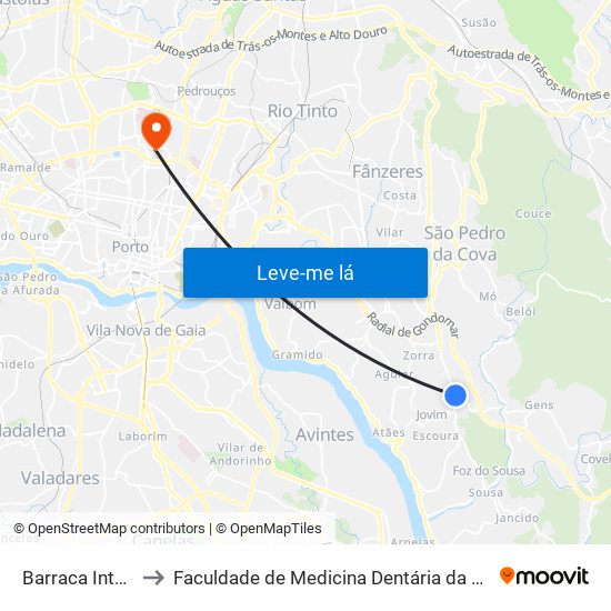 Barraca Intermarché to Faculdade de Medicina Dentária da Universidade do Porto map