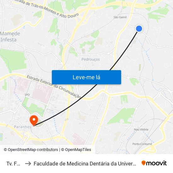 Tv. Forno to Faculdade de Medicina Dentária da Universidade do Porto map