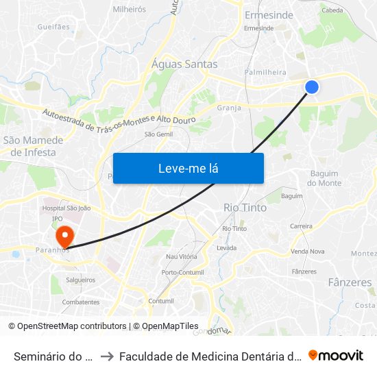 Sem.Bom Pastor to Faculdade de Medicina Dentária da Universidade do Porto map