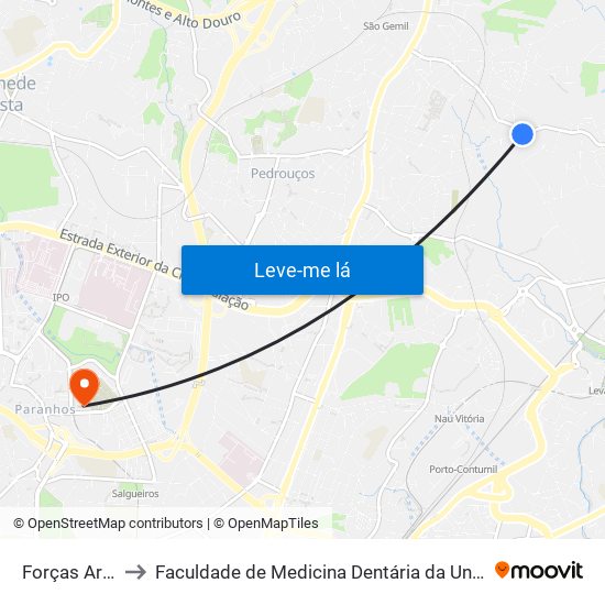 Forças Armadas to Faculdade de Medicina Dentária da Universidade do Porto map