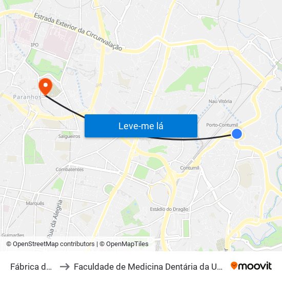 Fábrica do Cobre to Faculdade de Medicina Dentária da Universidade do Porto map