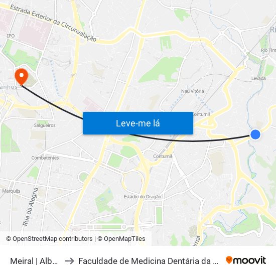 Meiral | Albuquerque to Faculdade de Medicina Dentária da Universidade do Porto map