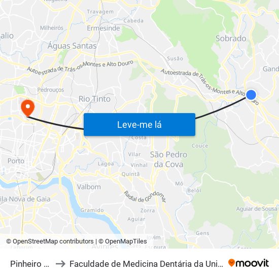 Pinheiro Manso to Faculdade de Medicina Dentária da Universidade do Porto map