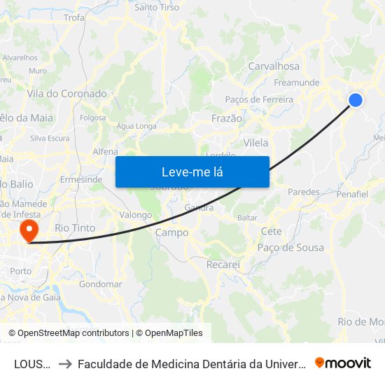 LOUSADA to Faculdade de Medicina Dentária da Universidade do Porto map