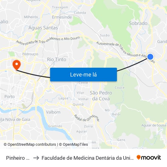 Pinheiro Manso to Faculdade de Medicina Dentária da Universidade do Porto map