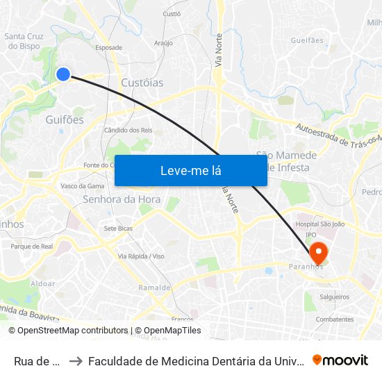 Rua de Timor to Faculdade de Medicina Dentária da Universidade do Porto map