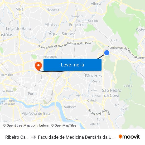 Ribeiro Cambado to Faculdade de Medicina Dentária da Universidade do Porto map