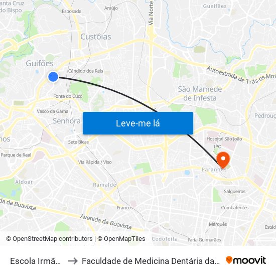 Escola Irmãos Passos to Faculdade de Medicina Dentária da Universidade do Porto map