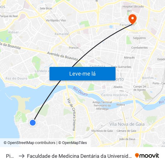 Picão to Faculdade de Medicina Dentária da Universidade do Porto map