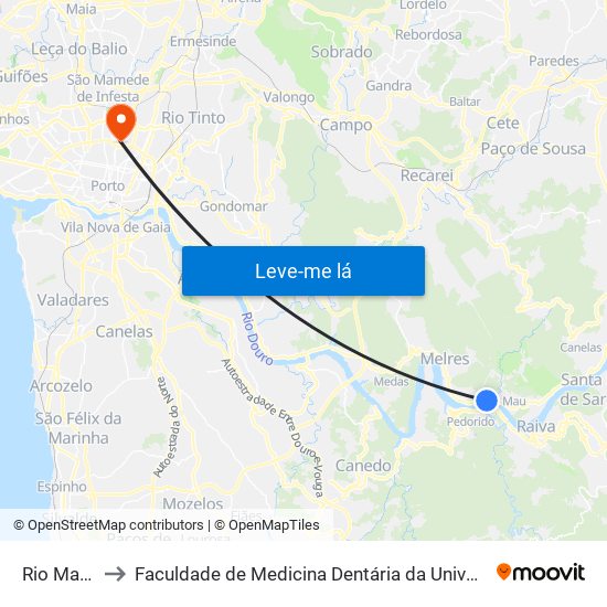 Rio Mau Foz to Faculdade de Medicina Dentária da Universidade do Porto map