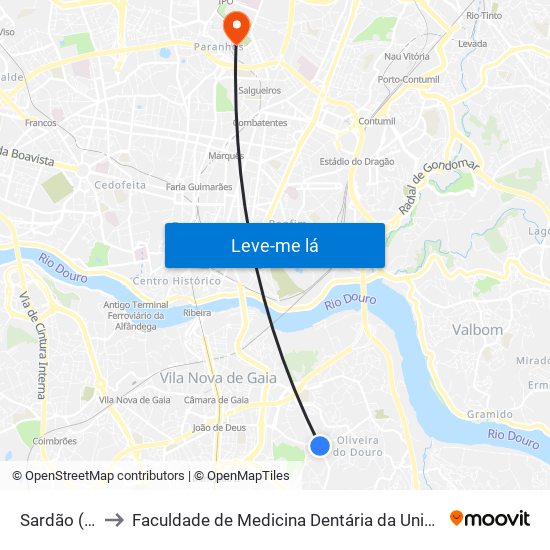 Sardão (Cruz.) to Faculdade de Medicina Dentária da Universidade do Porto map