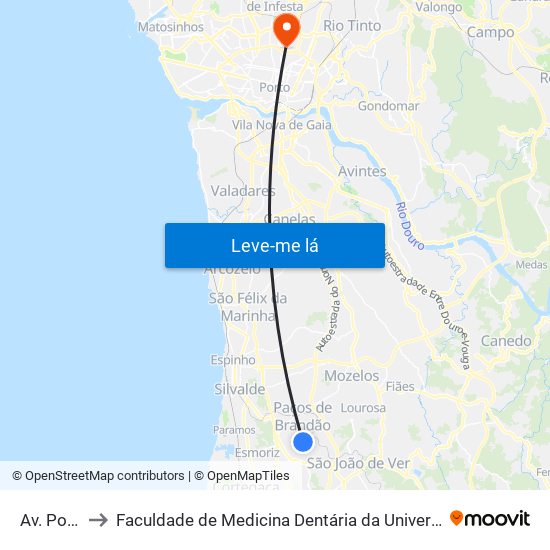 Av. Portela to Faculdade de Medicina Dentária da Universidade do Porto map