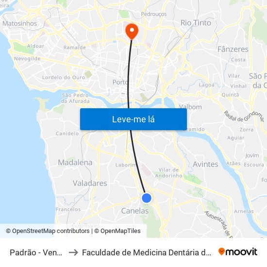 Padrão - Venda de Cima to Faculdade de Medicina Dentária da Universidade do Porto map