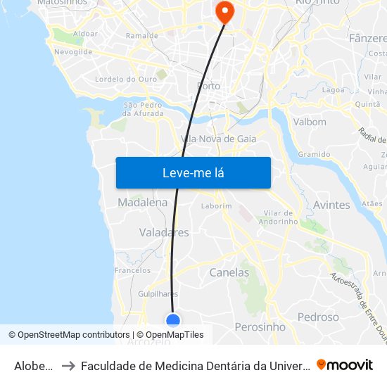 Alober Bar to Faculdade de Medicina Dentária da Universidade do Porto map