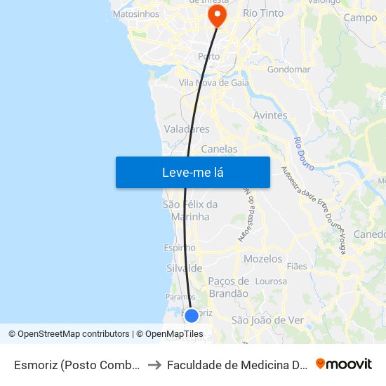 Esmoriz (Posto Combustível) - B | Bombas Gasolina to Faculdade de Medicina Dentária da Universidade do Porto map