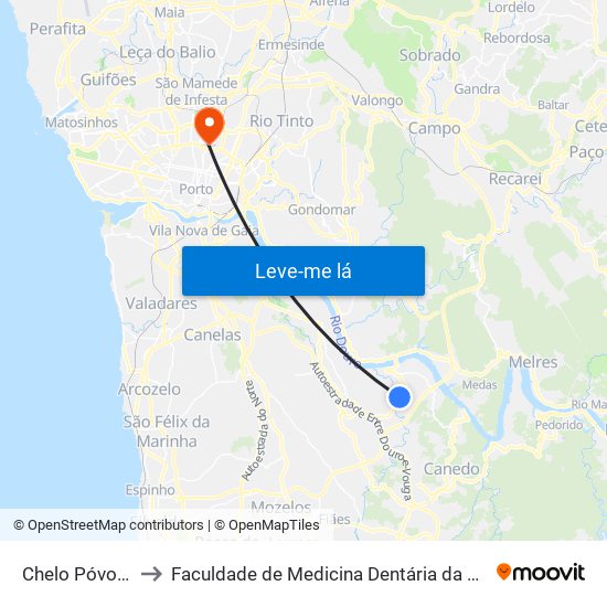 Chelo Póvoa (Lever) to Faculdade de Medicina Dentária da Universidade do Porto map