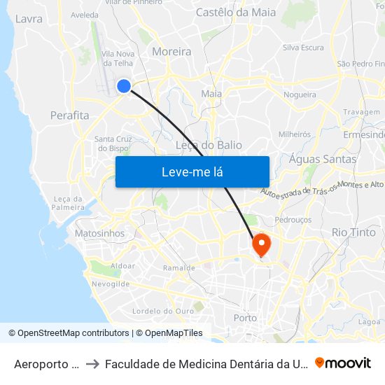 Aeroporto | Airport to Faculdade de Medicina Dentária da Universidade do Porto map