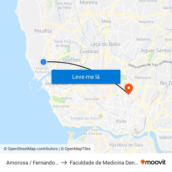 Amorosa / Fernando Aroso (Supermercado) to Faculdade de Medicina Dentária da Universidade do Porto map