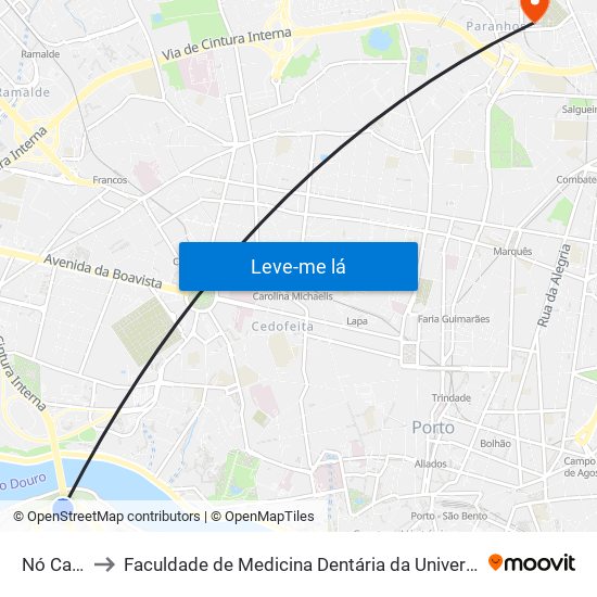 Nó Candal to Faculdade de Medicina Dentária da Universidade do Porto map