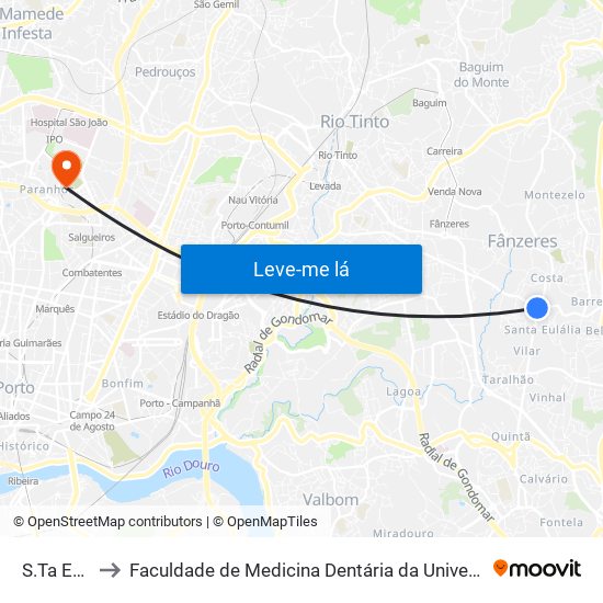 S.Ta Eulália to Faculdade de Medicina Dentária da Universidade do Porto map