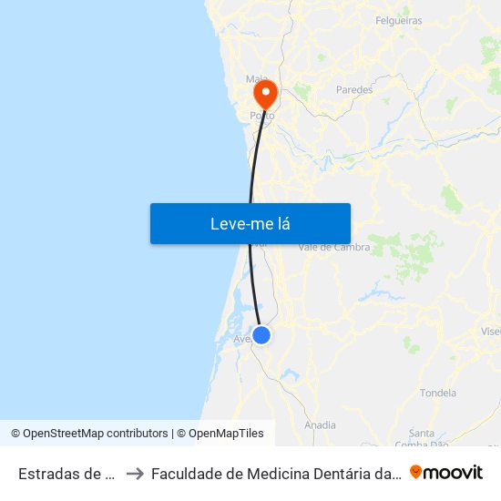 Estradas de Portugal A to Faculdade de Medicina Dentária da Universidade do Porto map