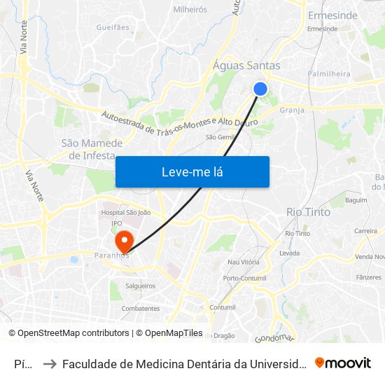 Pícua to Faculdade de Medicina Dentária da Universidade do Porto map