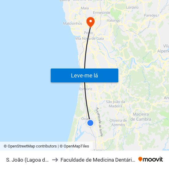 S. João (Lagoa de São Miguel) - B to Faculdade de Medicina Dentária da Universidade do Porto map