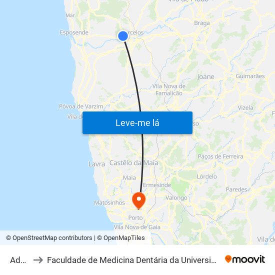 Adega to Faculdade de Medicina Dentária da Universidade do Porto map