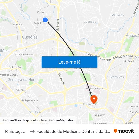 R. Estação Araújo to Faculdade de Medicina Dentária da Universidade do Porto map