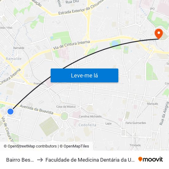 Bairro Bessa Leite to Faculdade de Medicina Dentária da Universidade do Porto map