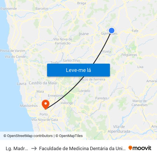 Lg. Madre Deus to Faculdade de Medicina Dentária da Universidade do Porto map