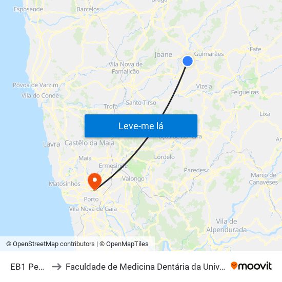 EB1 Pevidém to Faculdade de Medicina Dentária da Universidade do Porto map