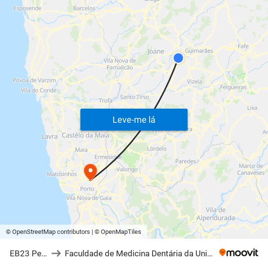 EB23 Pevidém to Faculdade de Medicina Dentária da Universidade do Porto map