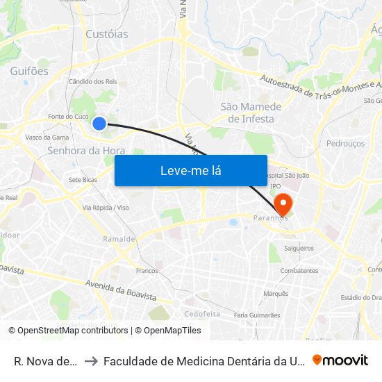 R. Nova de S. Gens to Faculdade de Medicina Dentária da Universidade do Porto map