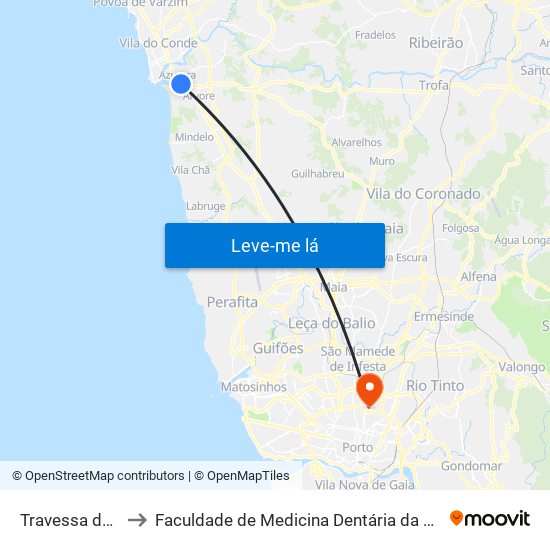 Travessa do Pindelo to Faculdade de Medicina Dentária da Universidade do Porto map