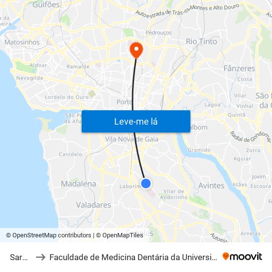 Sardoal to Faculdade de Medicina Dentária da Universidade do Porto map