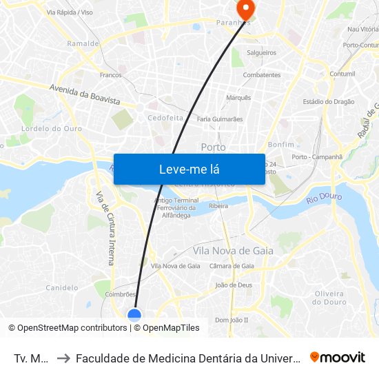 Tv. Matas to Faculdade de Medicina Dentária da Universidade do Porto map