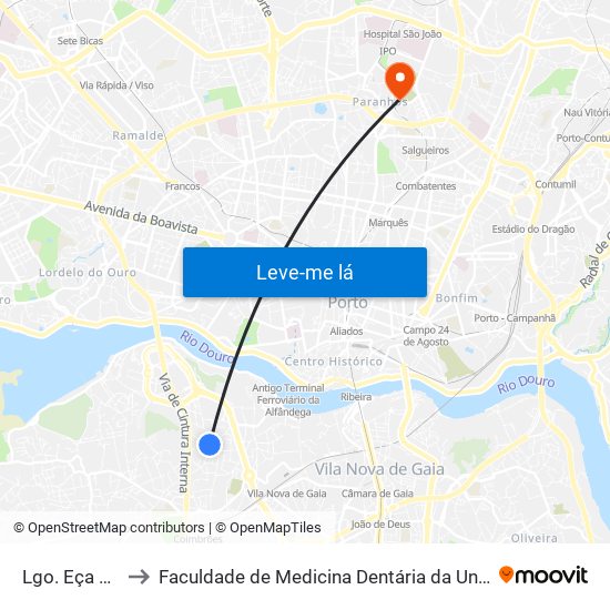 Lgo. Eça Queirós to Faculdade de Medicina Dentária da Universidade do Porto map