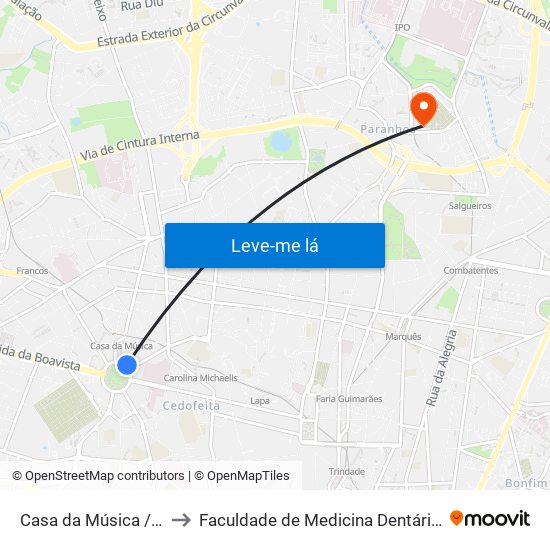 Casa da Música / Rot. da Boavista to Faculdade de Medicina Dentária da Universidade do Porto map