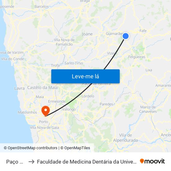 Paço Vieira to Faculdade de Medicina Dentária da Universidade do Porto map