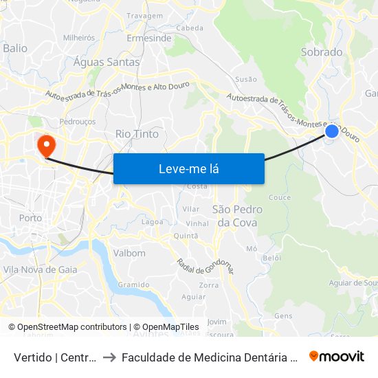 Vertido | Central da Ribeira to Faculdade de Medicina Dentária da Universidade do Porto map